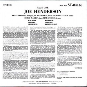 Page One / Joe Henderson Blue Note BST-84140 back